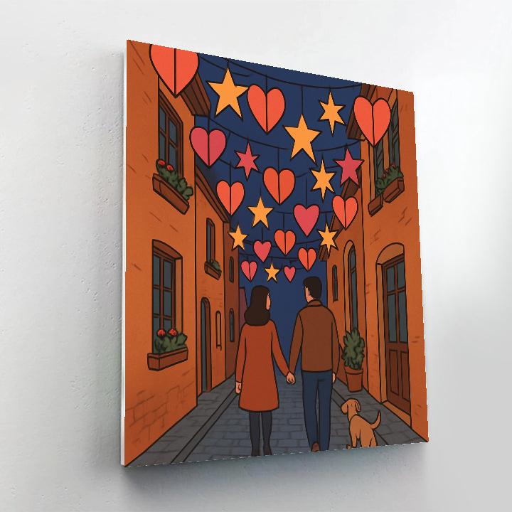Valentines Day Lantern Filled Alleyway Stroll paint by color