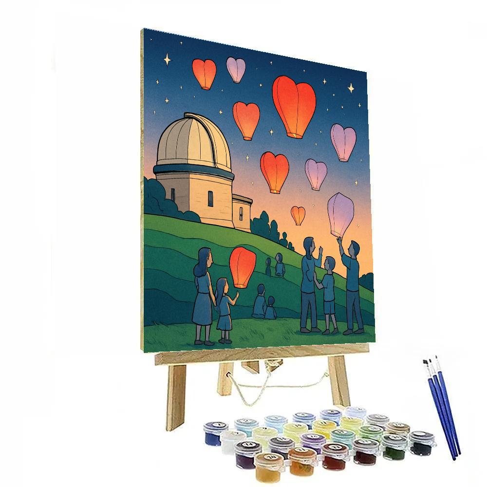 Valentines Day Observatory Hill Kite Lanterns Painting by numbers kit