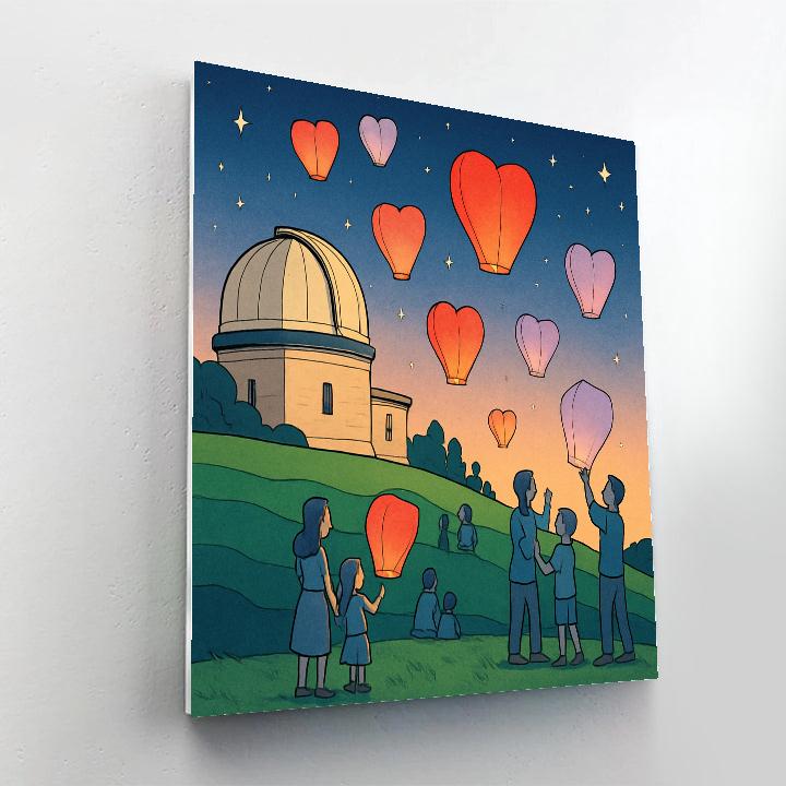 Valentines Day Observatory Hill Kite Lanterns Painting by numbers kit