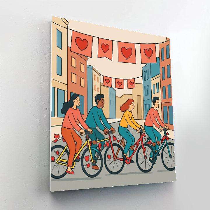 Valentines Day Citywide Bike Parade Of Hearts Numbered painting kits