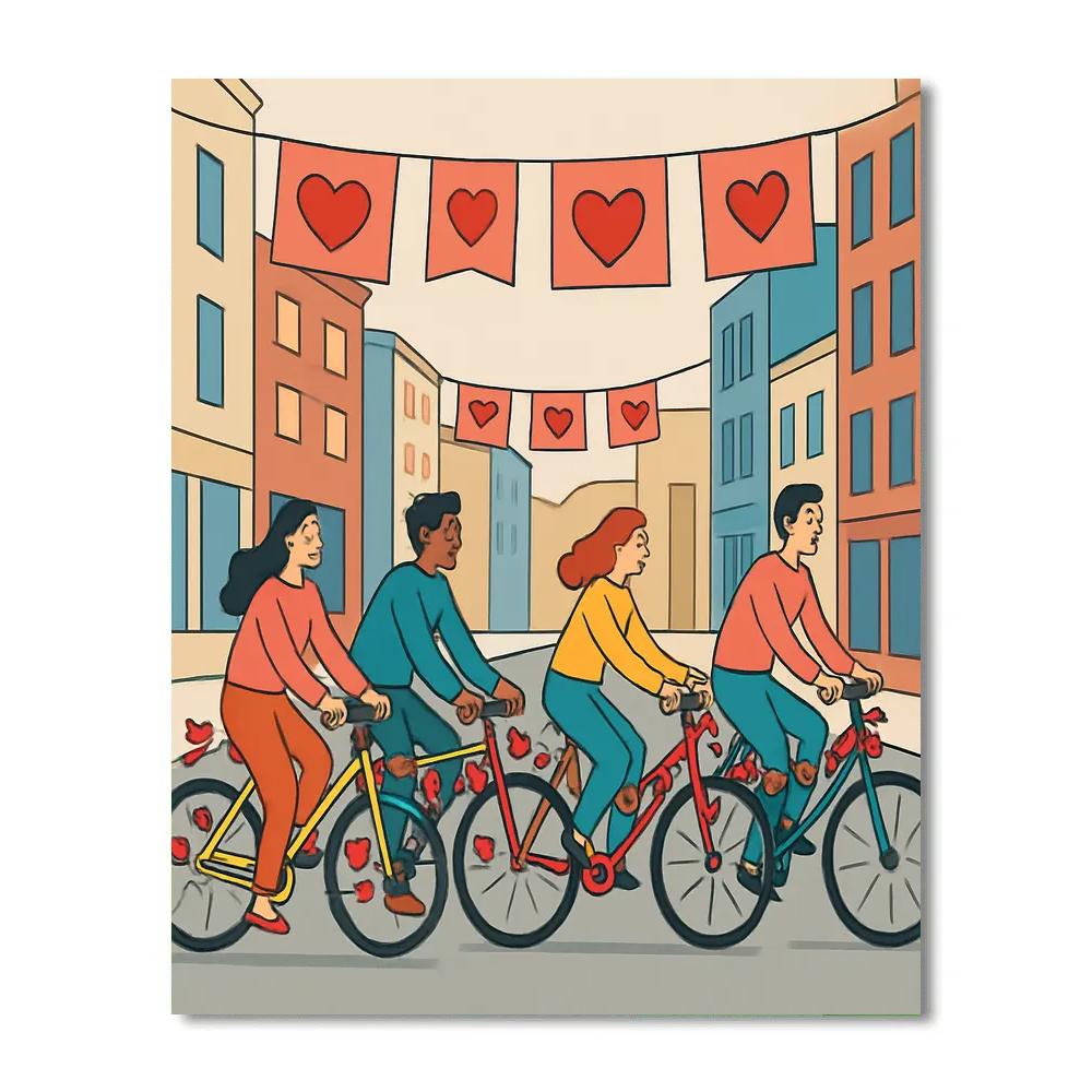Valentines Day Citywide Bike Parade Of Hearts Numbered painting kits