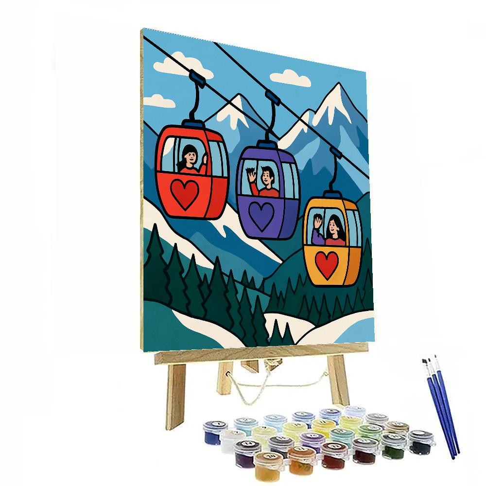 Valentines Day Mountain Cable Car Journey Number painting