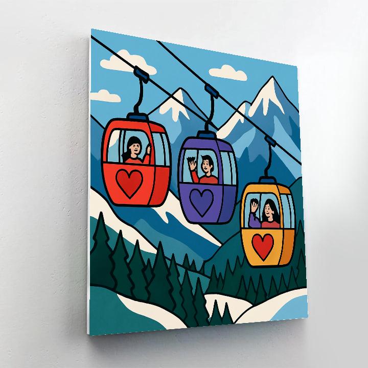 Valentines Day Mountain Cable Car Journey Number painting