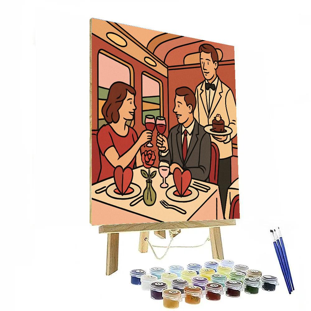 Train Dining Car Feast On Valentines Day Rails Number painting
