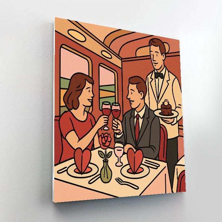Train Dining Car Feast On Valentines Day Rails Number painting