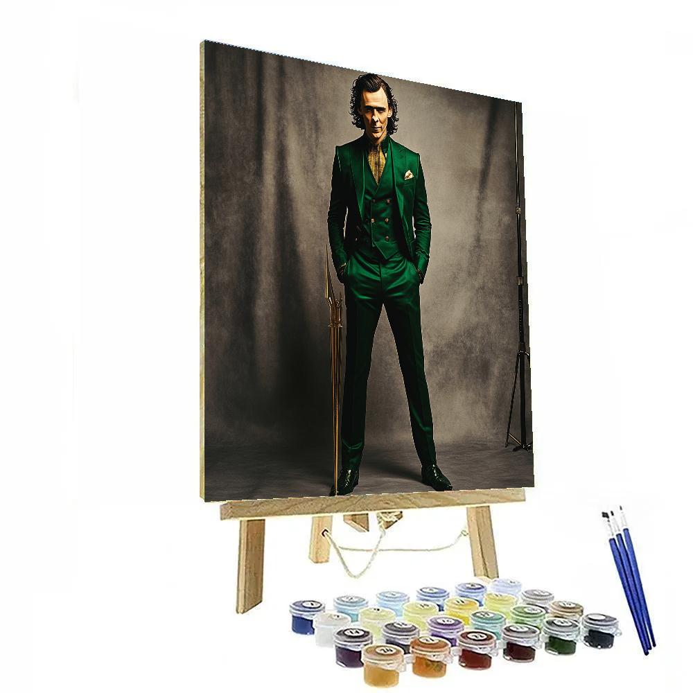 Tom Hiddleston The Velvet Trickster In Emerald Twilight Paint by numbers kits