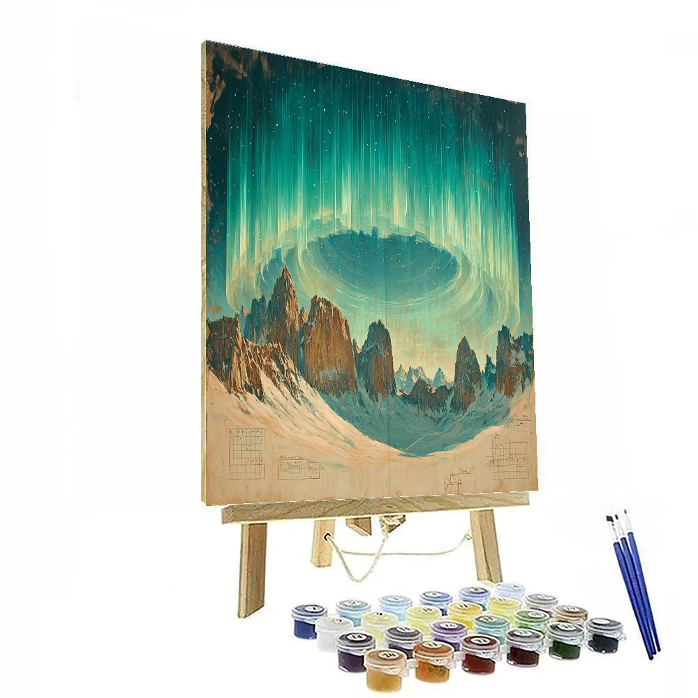 Leonardo Da Vinci Inspired Aurora Over Silent Mountains Painting by numbers kit