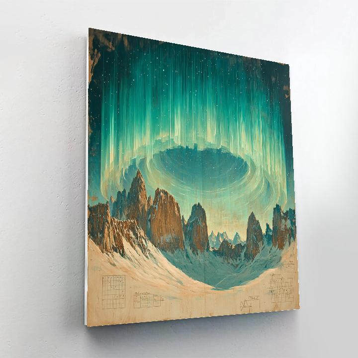Leonardo Da Vinci Inspired Aurora Over Silent Mountains Painting by numbers kit