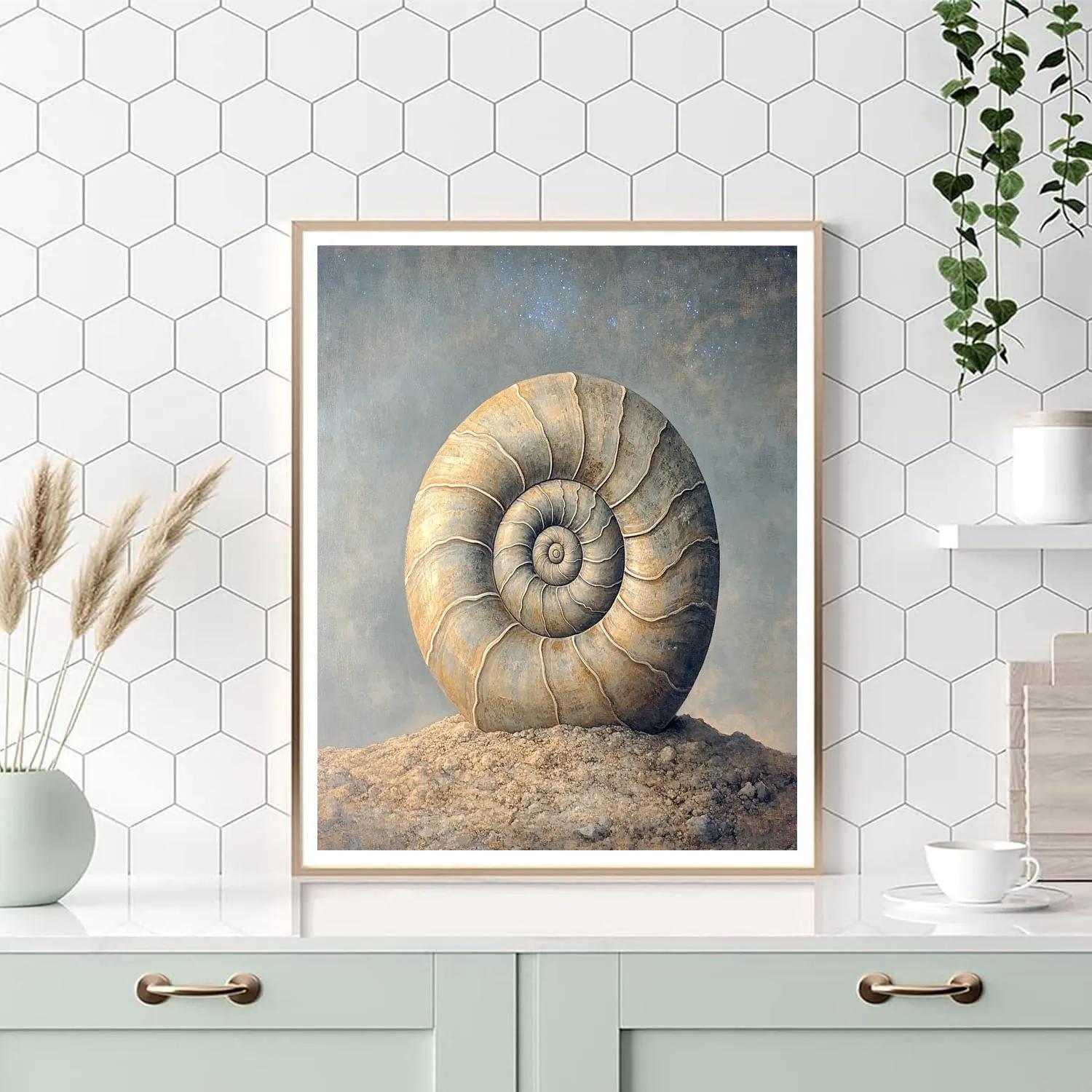 Leonardo Da Vinci Inspired Fossil Spiral And Cosmic Dust Painting by numbers kit