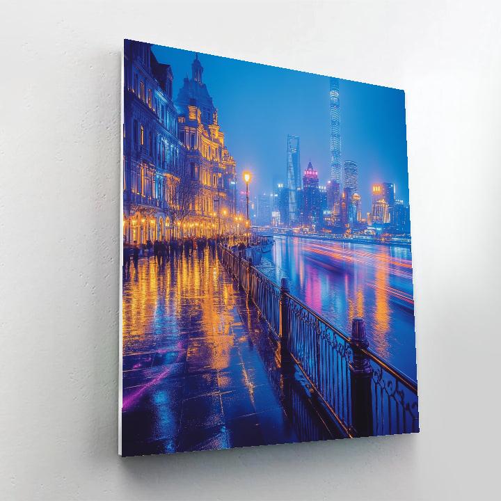 Neon Reflections On The Bund Shanghai China Number painting