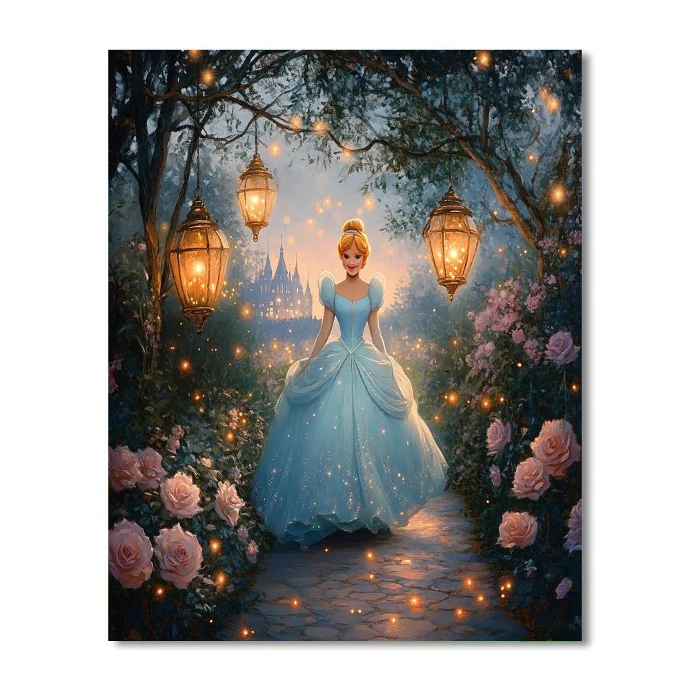 Cinderella Enchanted Garden Lanterns paint by numbers