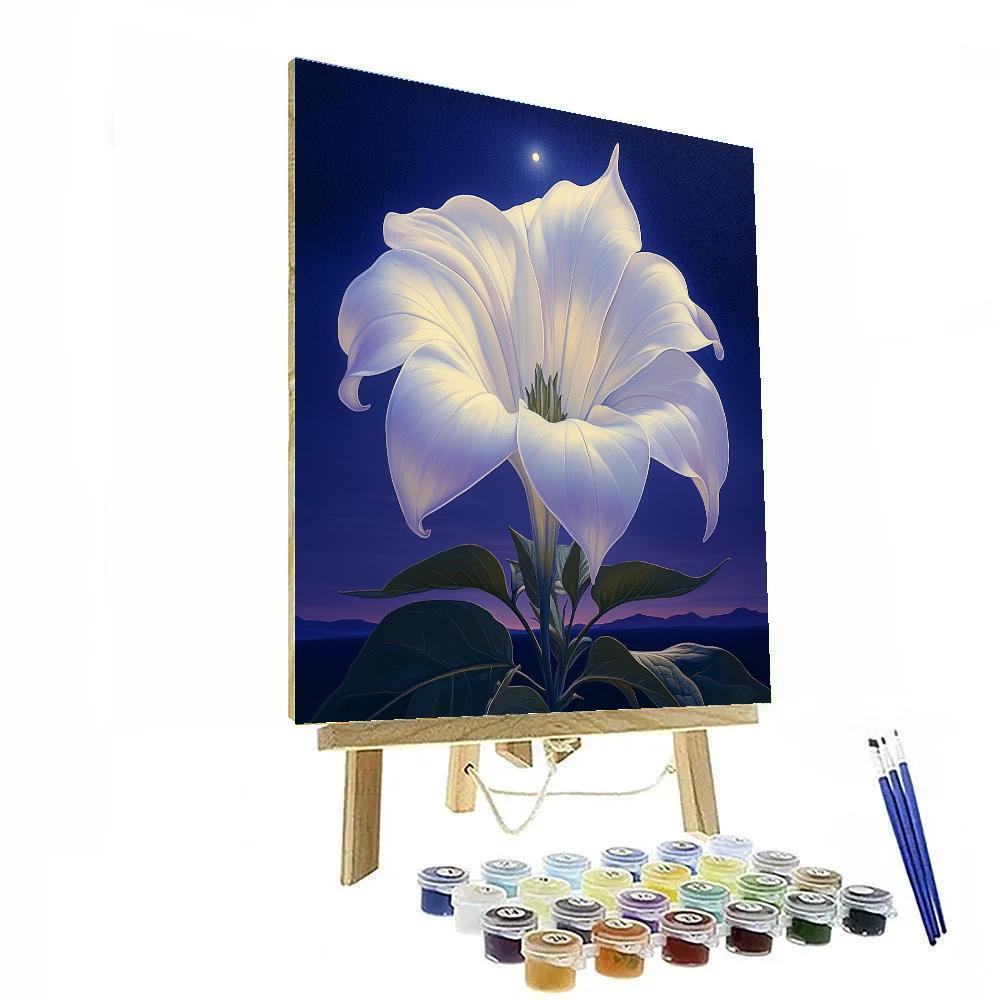 Georgia O’Keeffe Inspired Moonlit Datura Trumpet Bloom paint by numbers