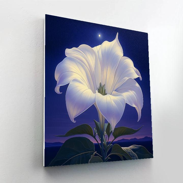 Georgia O’Keeffe Inspired Moonlit Datura Trumpet Bloom paint by numbers