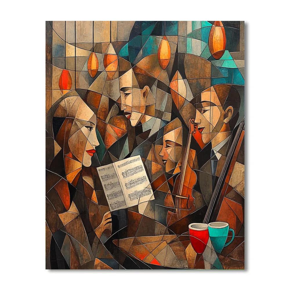 Pablo Picasso Inspired Cubist Jazz Cafe Friends Paint by numbers art