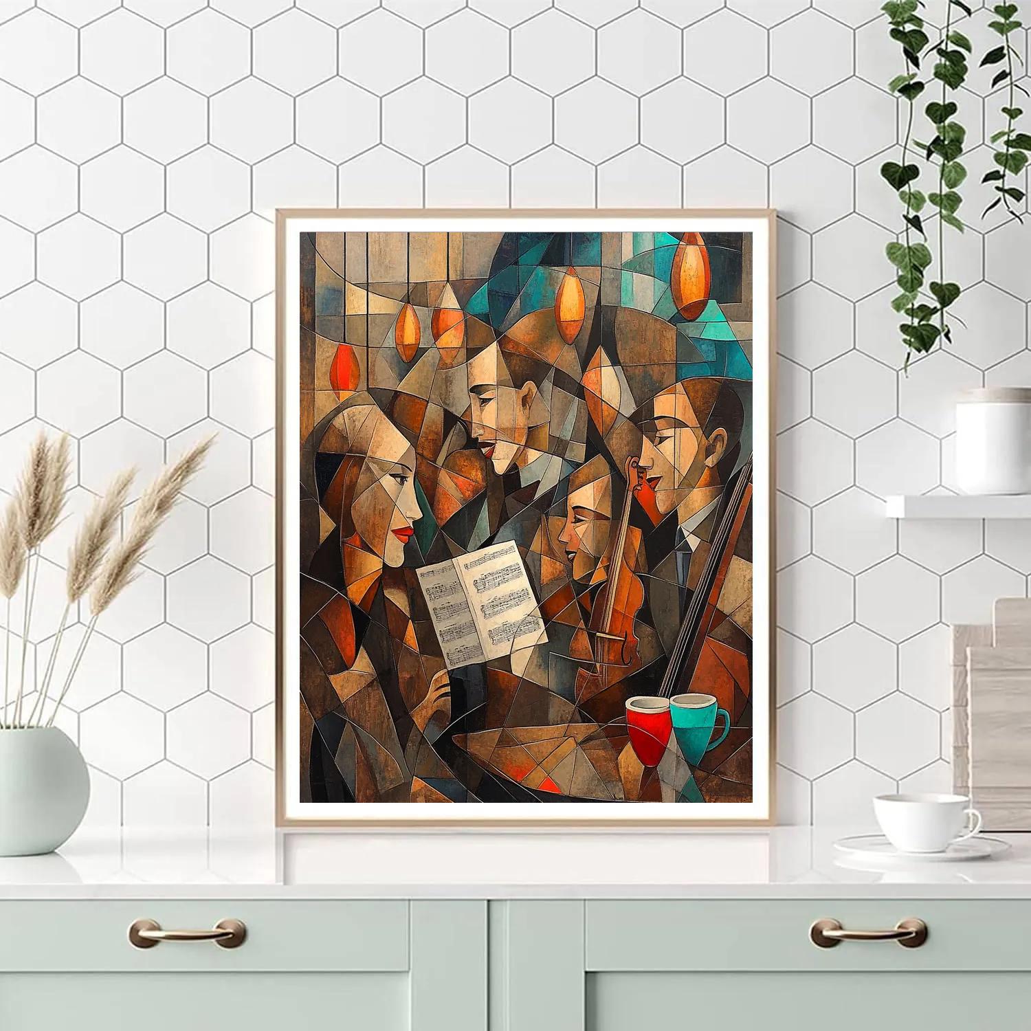 Pablo Picasso Inspired Cubist Jazz Cafe Friends Paint by numbers art