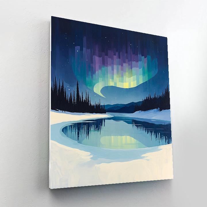 Lawren Harris Inspired Aurora Halo Over Icebound Lake Basin Painting by numbers kit