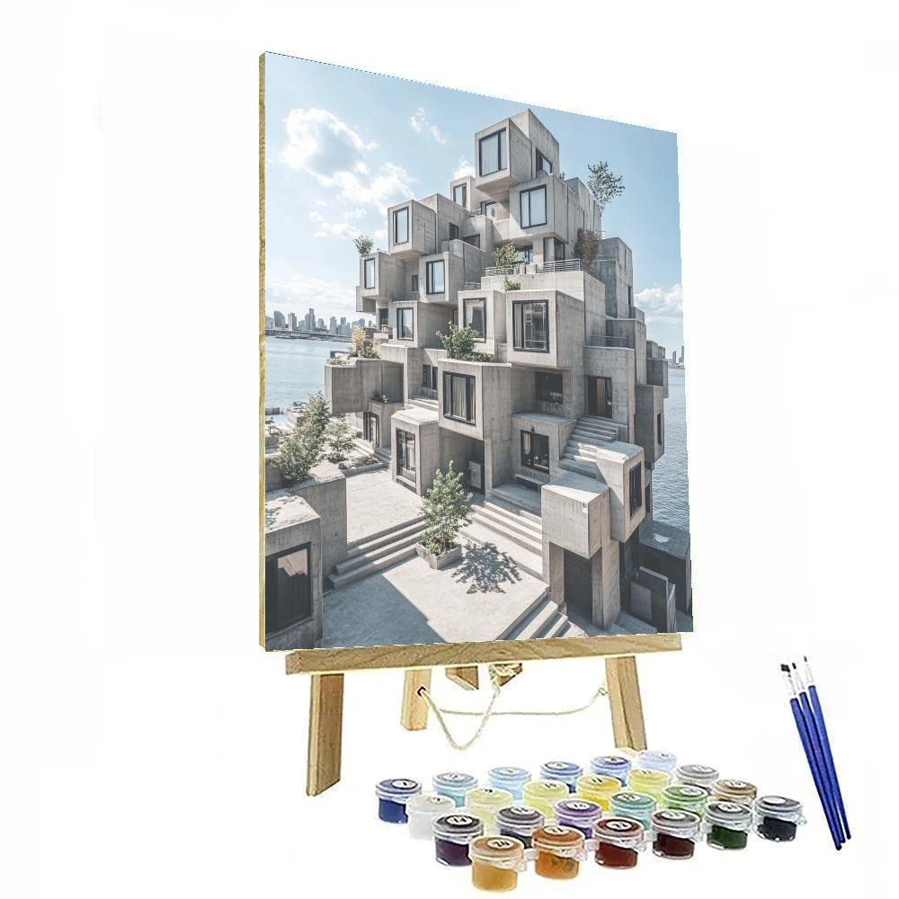 Brutalist Geometry At Habitat 67 Montreal Canada Paint by numbers kits
