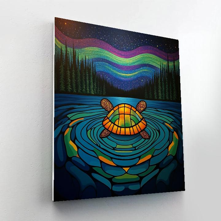 Norval Morrisseau Inspired Aurora Turtle Of The Midnight Lake paint by number