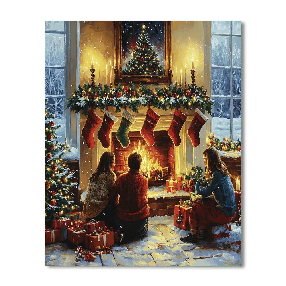 Holly Hearth Gathering Painting by numbers kit