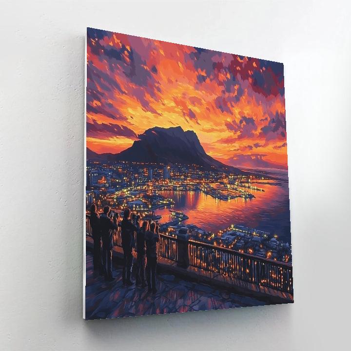Sunset Silhouette At Table Mountain Viewpoint Cape Town South Africa paint by number