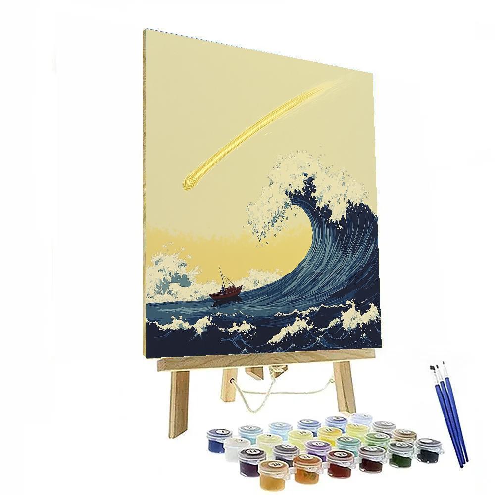 Hokusai Inspired Ocean Comet Wave Paint by numbers art