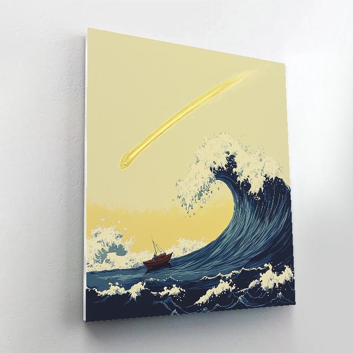 Hokusai Inspired Ocean Comet Wave Paint by numbers art