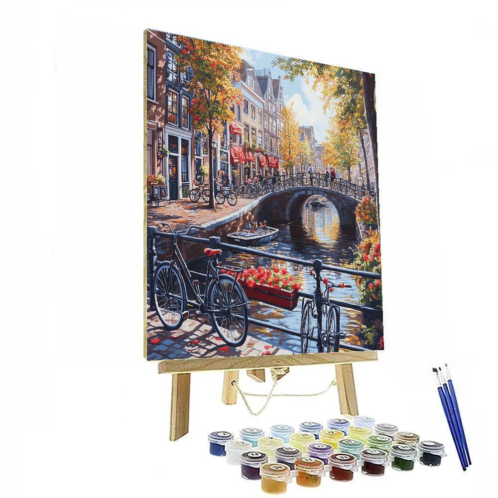 Canals And Bicycles In Jordaan Amsterdam Netherlands Painting by numbers kit