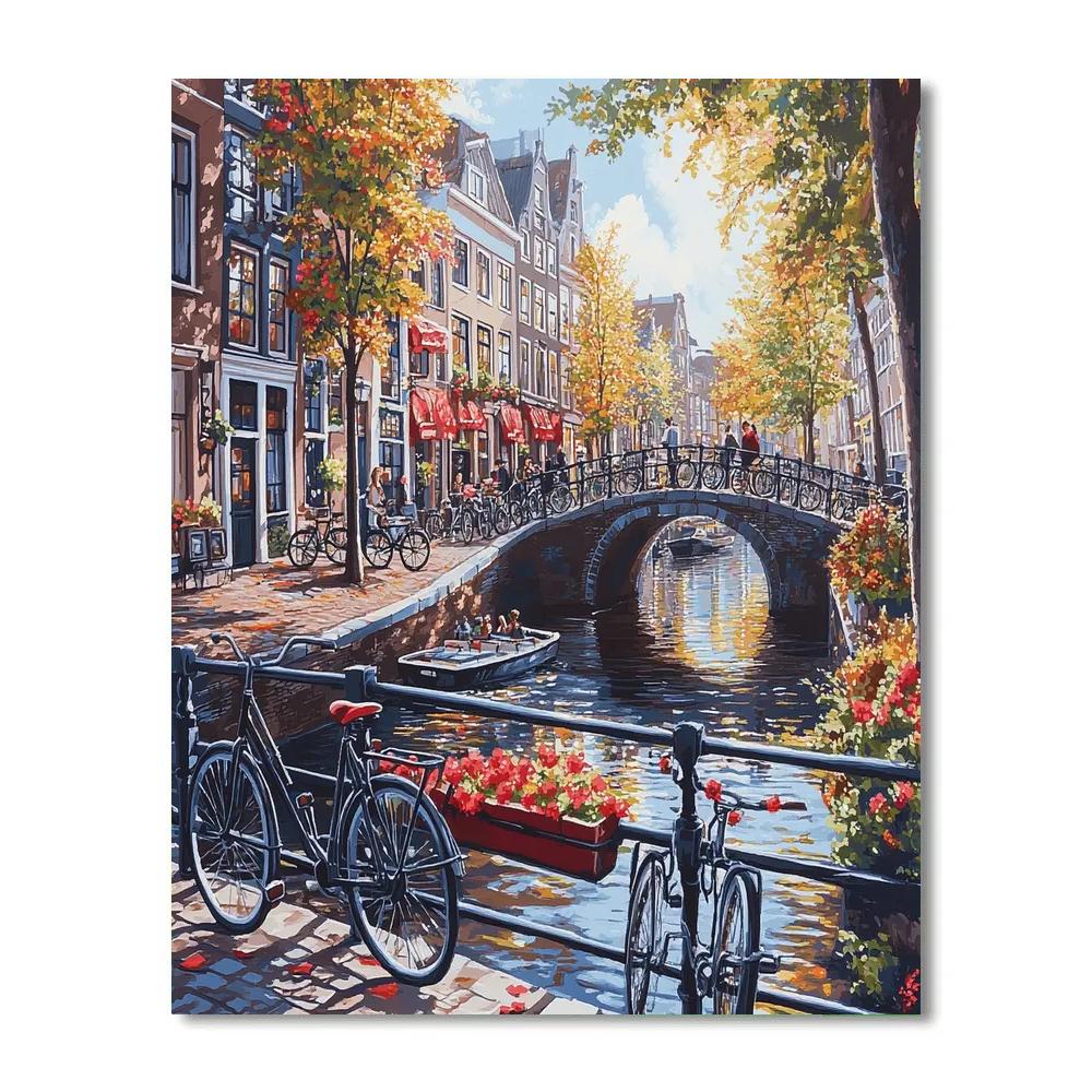 Canals And Bicycles In Jordaan Amsterdam Netherlands Painting by numbers kit
