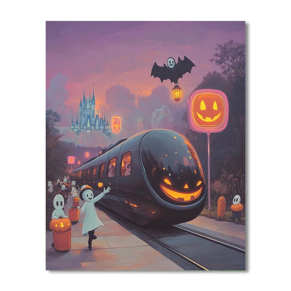 Haunted Monorail Trick Or Treat Station Paint by numbers kits