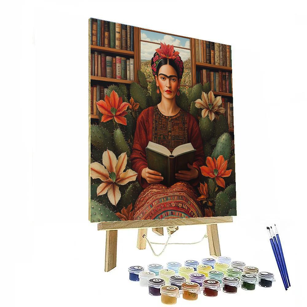 Frida Kahlo Inspired Botanical Library Portrait DIY paint by numbers