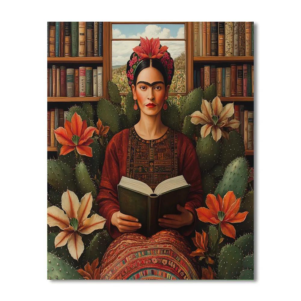 Frida Kahlo Inspired Botanical Library Portrait DIY paint by numbers
