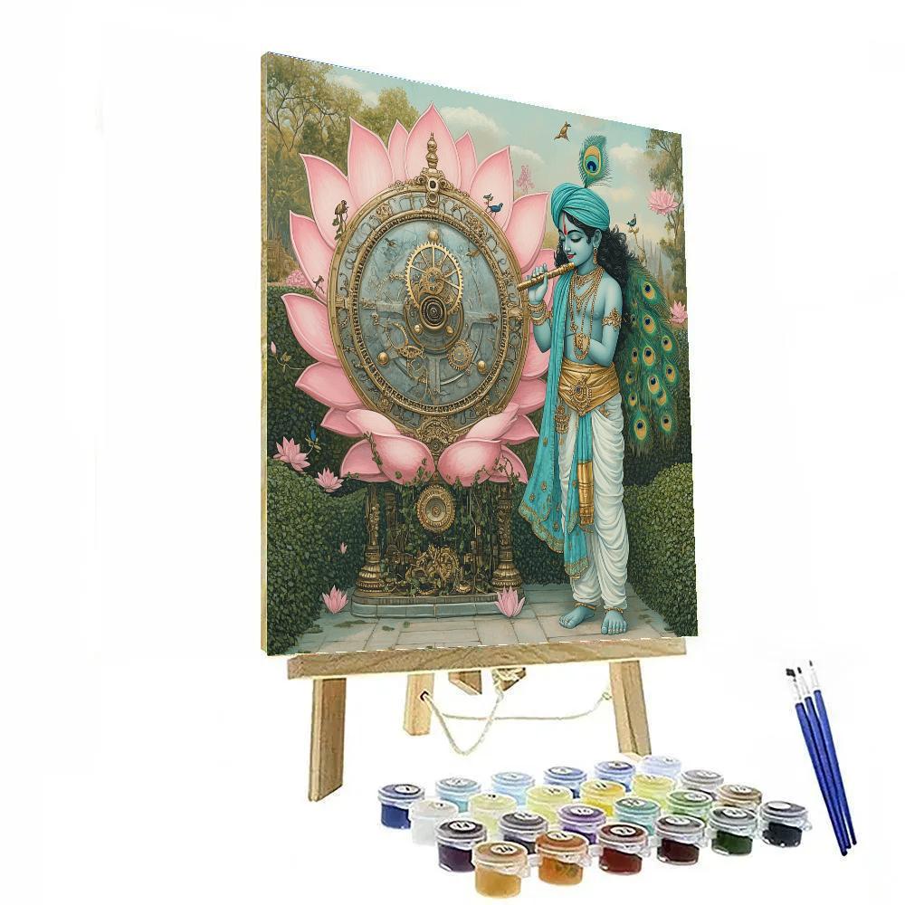 Krishna And The Lotus Clockwork Garden Paint by numbers kits