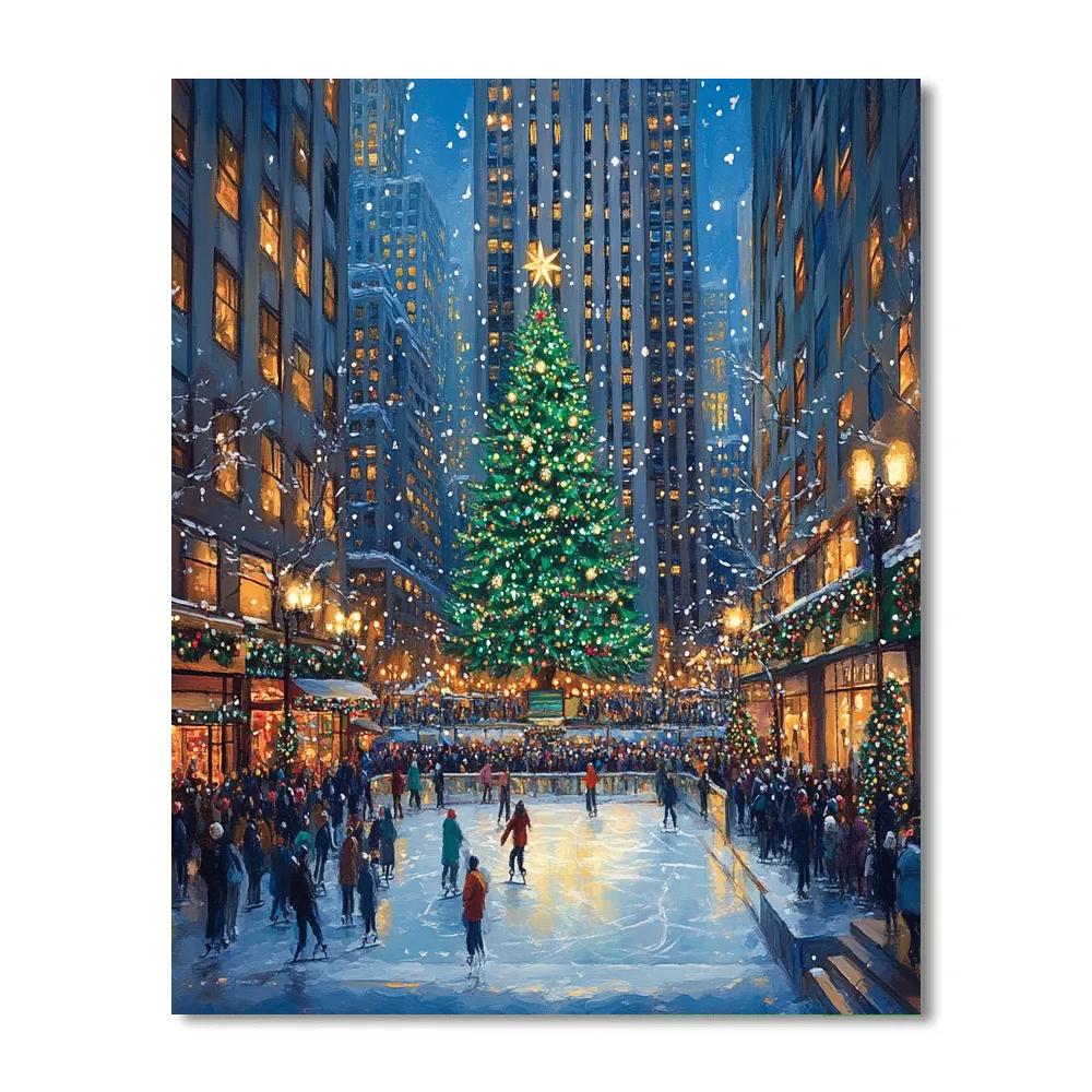 Winter Skating Ring At Rockefeller Center New York City United States Paint by numbers art