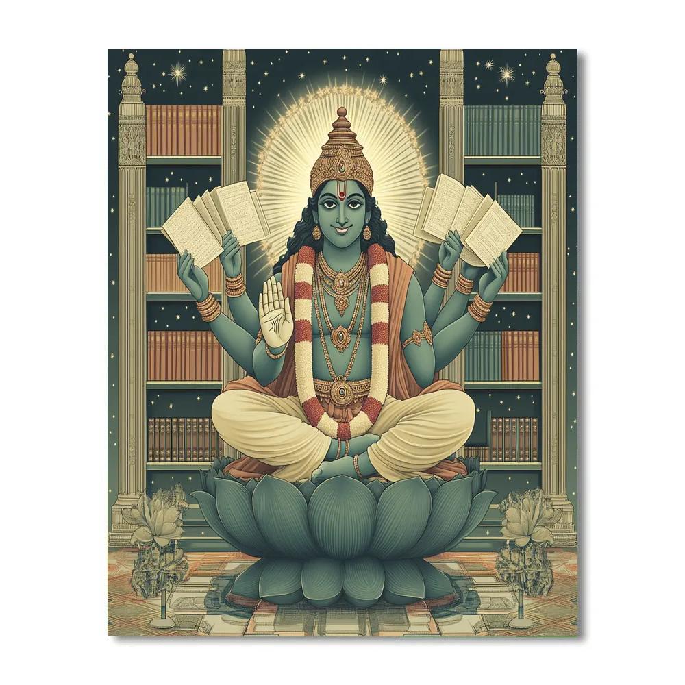 Vishnu As Cosmic Librarian Of The Vedas paint by color