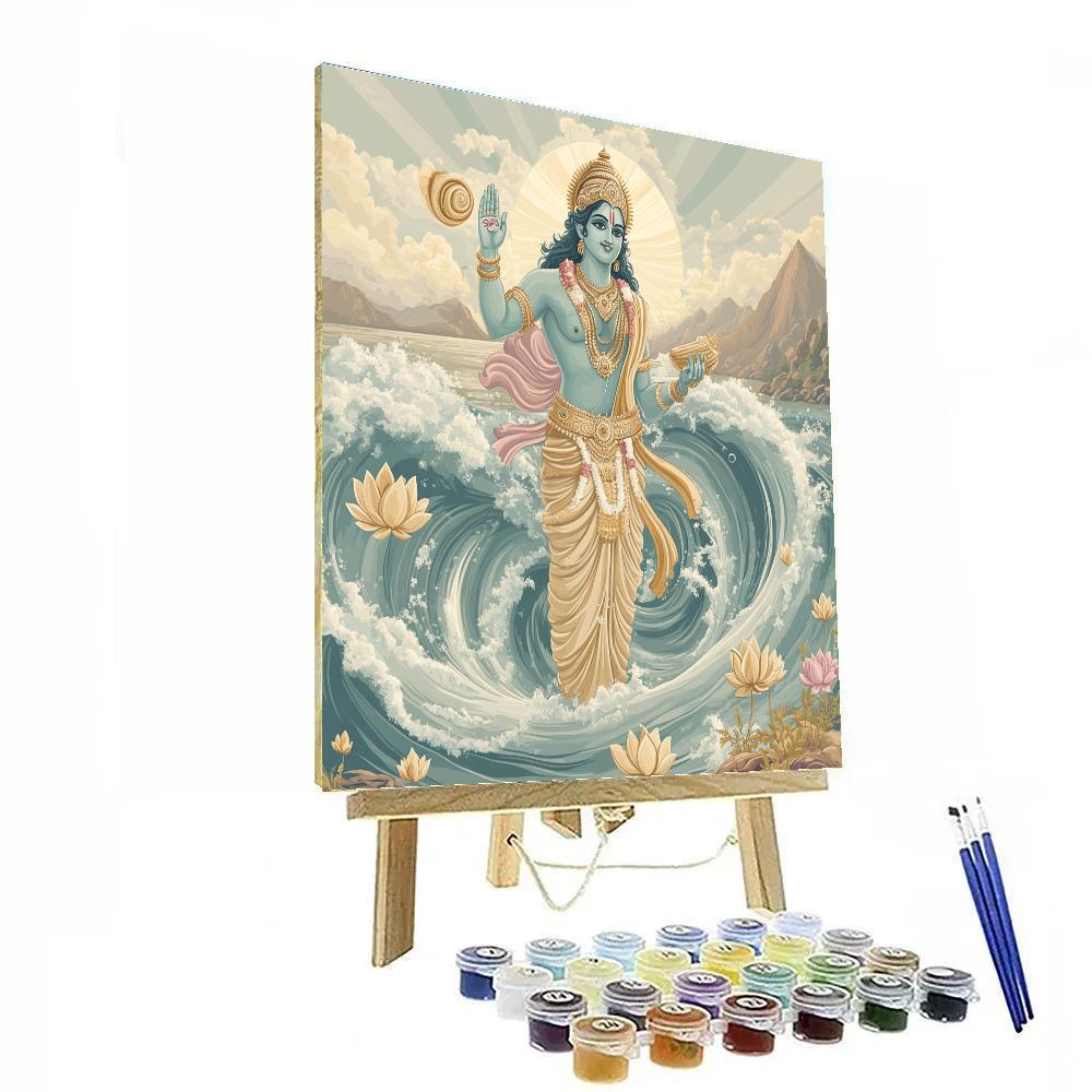 Vishnu Calming The Ocean Of Milk Whirlpool paint by numbers