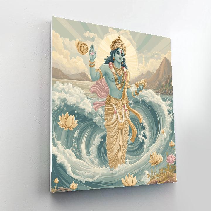Vishnu Calming The Ocean Of Milk Whirlpool paint by numbers