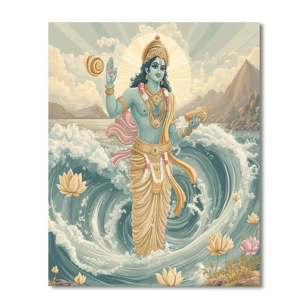 Vishnu Calming The Ocean Of Milk Whirlpool paint by numbers