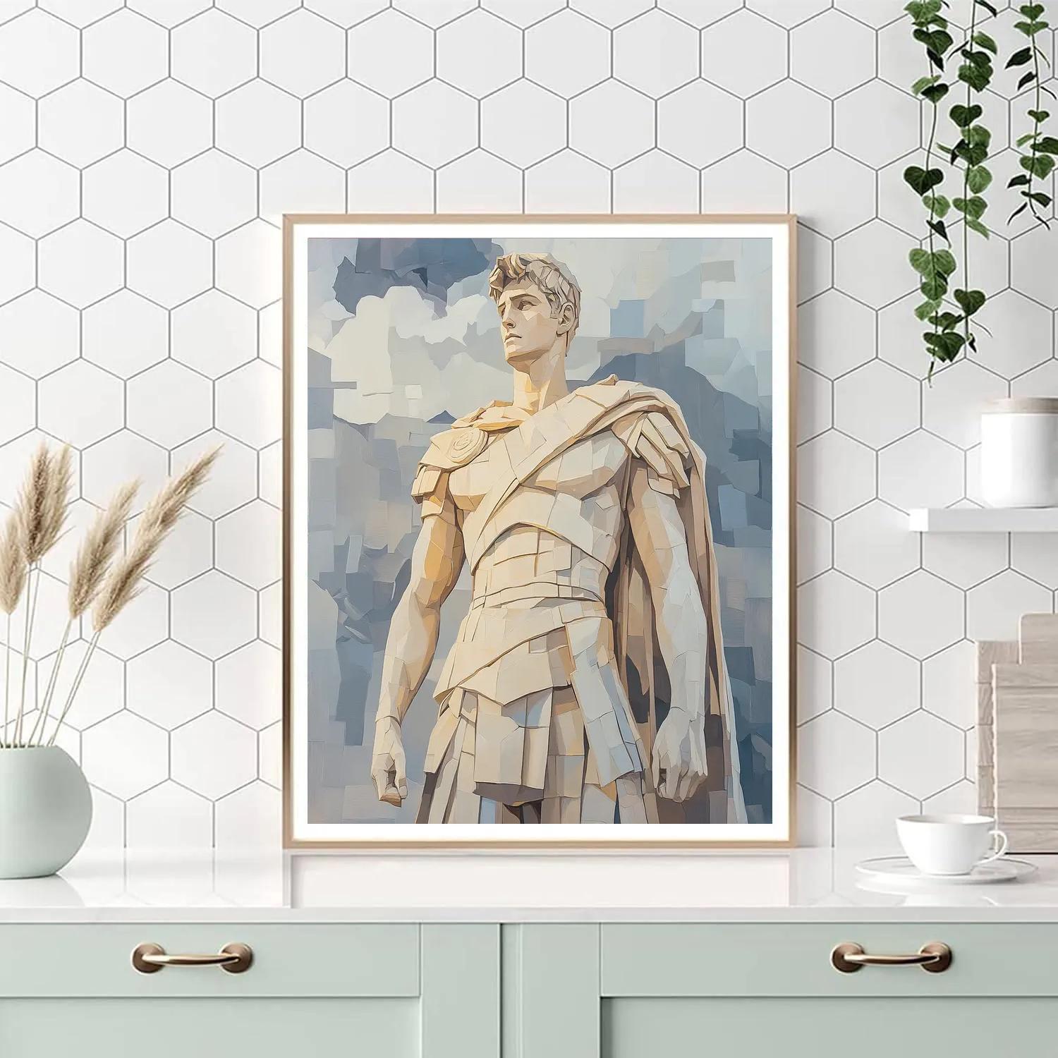 Michelangelo Inspired Marble Mythic Warrior paint by number