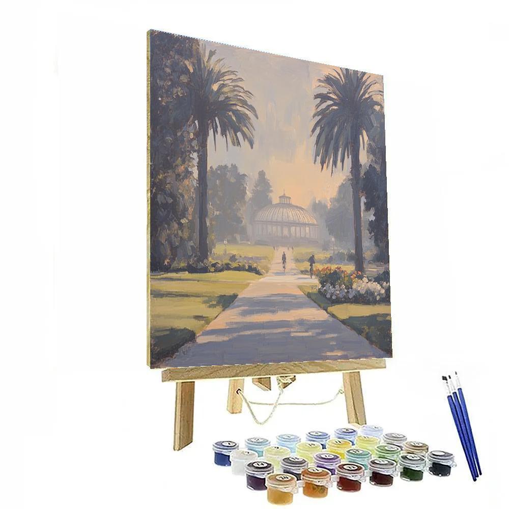 Foggy Morning At The Golden Gate Park Conservatory Area San Francisco United States Paint by numbers art