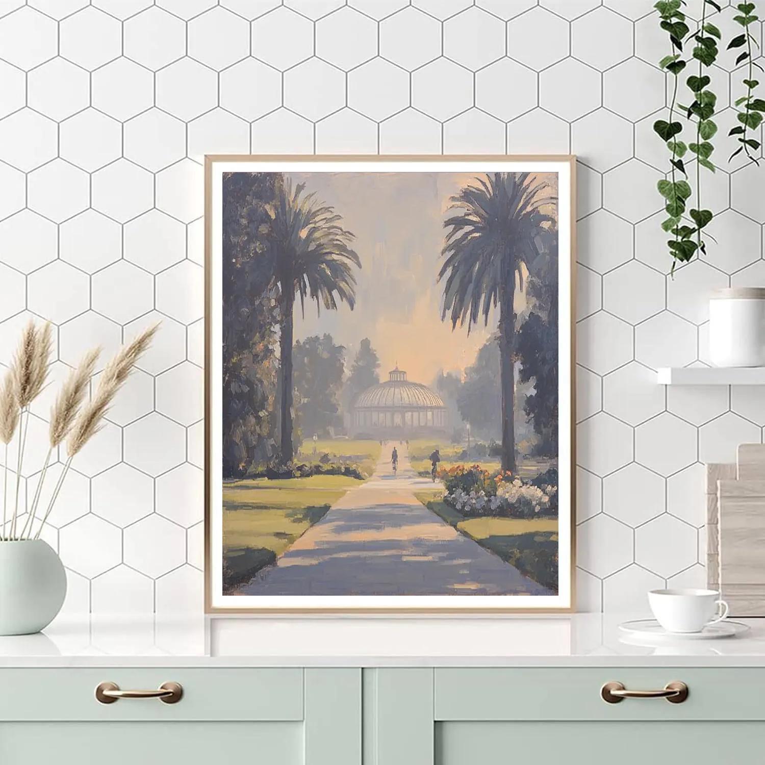 Foggy Morning At The Golden Gate Park Conservatory Area San Francisco United States Paint by numbers art