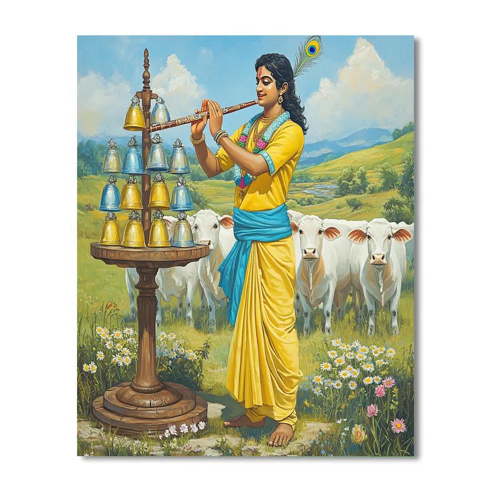 Krishna And The Crystal Cow Bell Orchestra paint by color