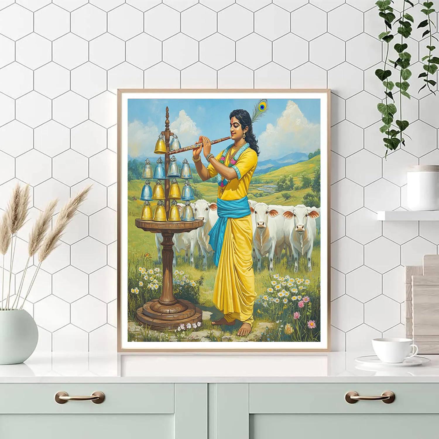 Krishna And The Crystal Cow Bell Orchestra paint by color