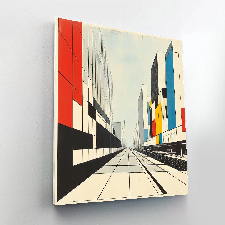 Piet Mondrian Inspired Futuristic City Grid painting number kit
