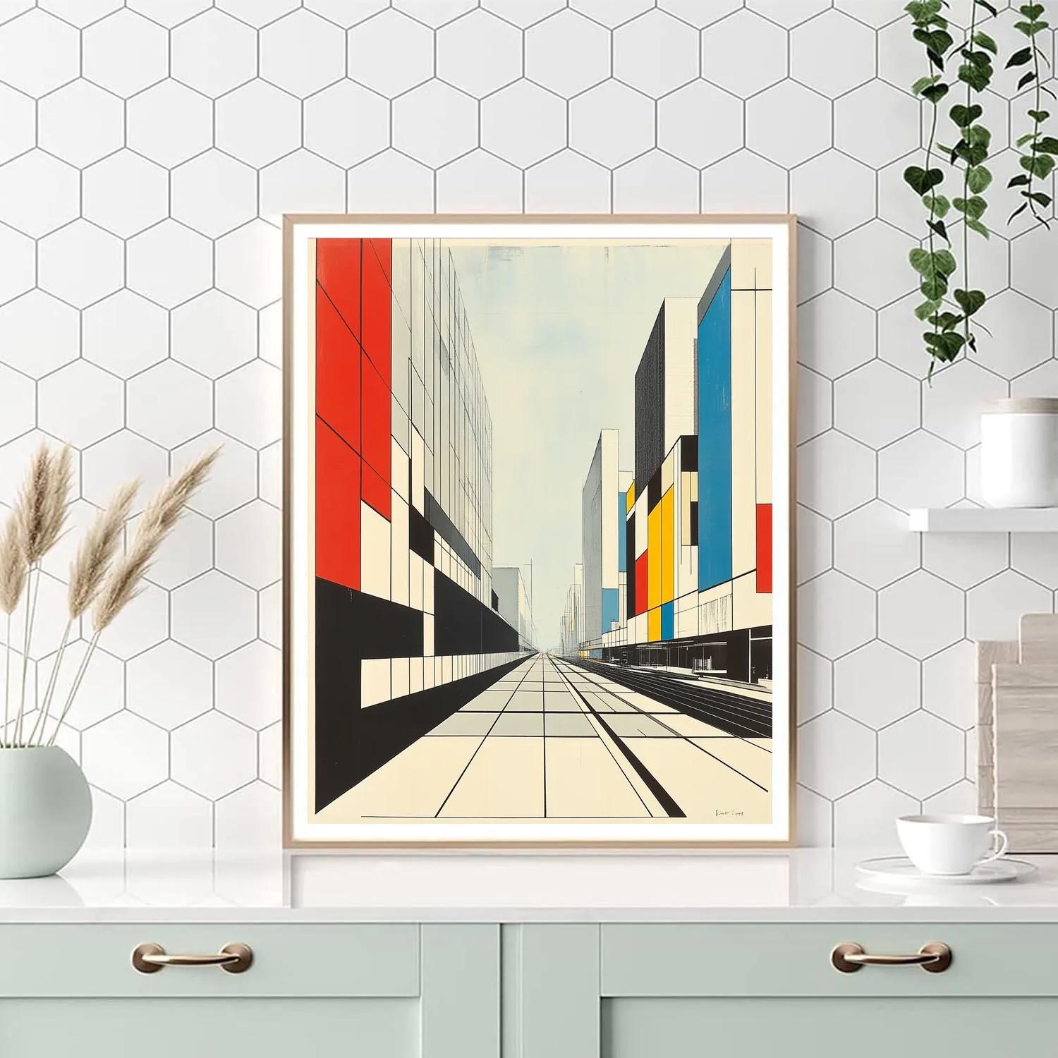 Piet Mondrian Inspired Futuristic City Grid painting number kit