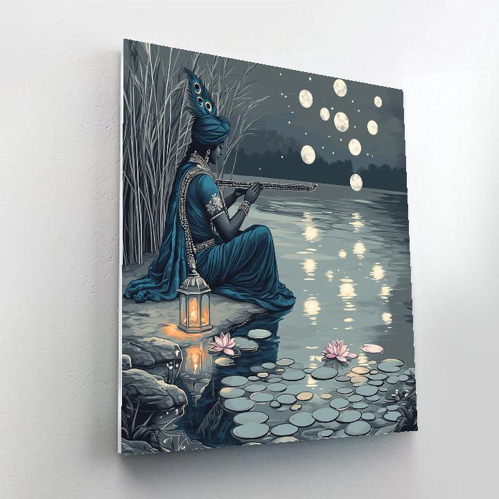 Krishna At The Mirror Lake Of Many Moons paint by number