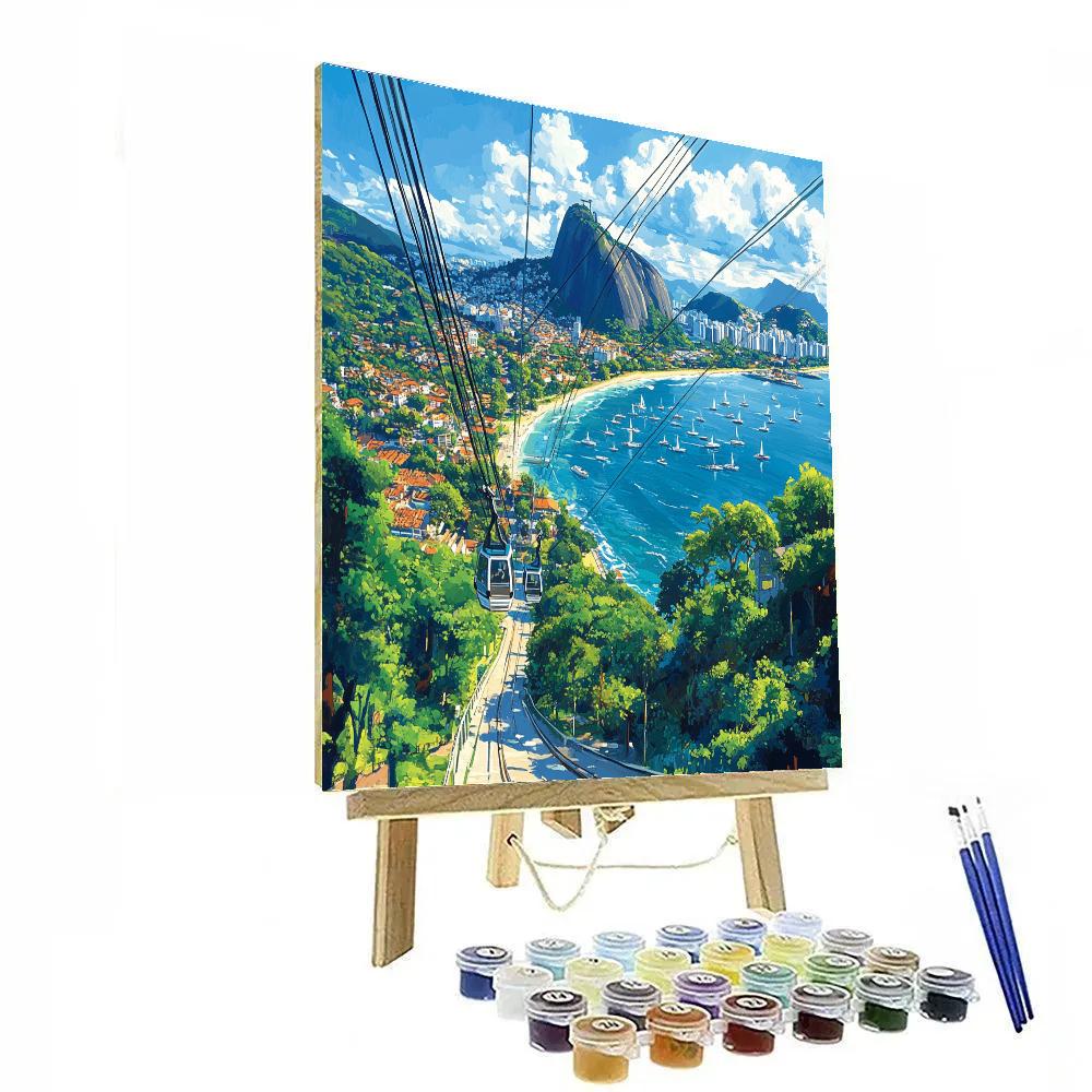Cable Car View Over Sugarloaf Bay Rio De Janeiro Brazil paint by color