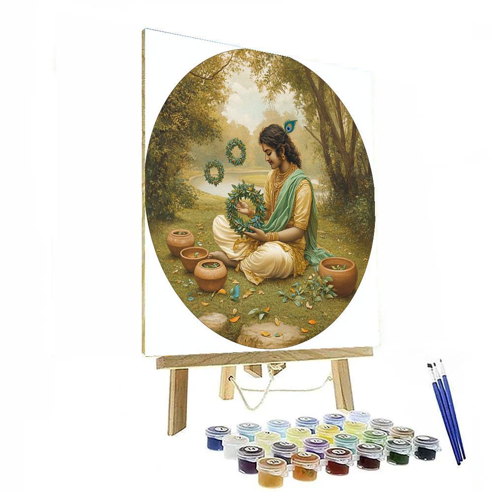 Krishna Weaving Tulsi Wreaths For Tiny Planets Paint by numbers art