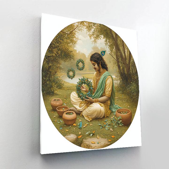 Krishna Weaving Tulsi Wreaths For Tiny Planets Paint by numbers art