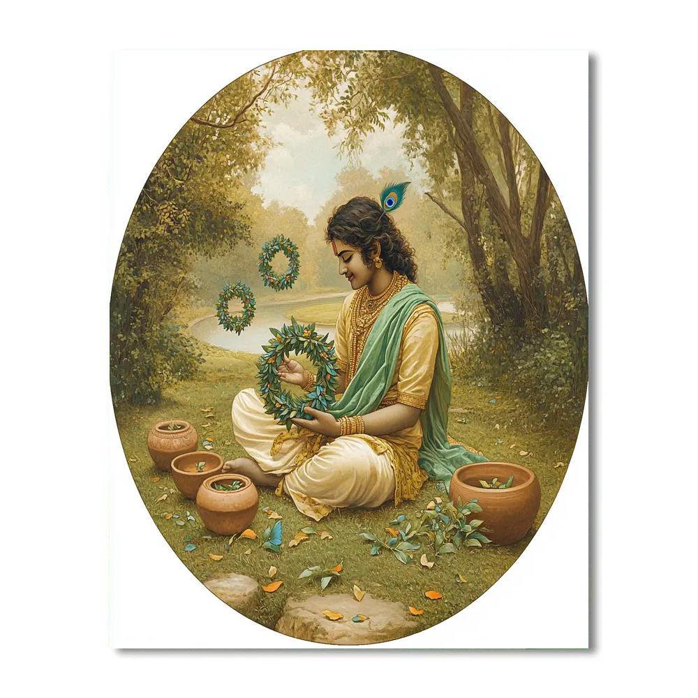 Krishna Weaving Tulsi Wreaths For Tiny Planets Paint by numbers art