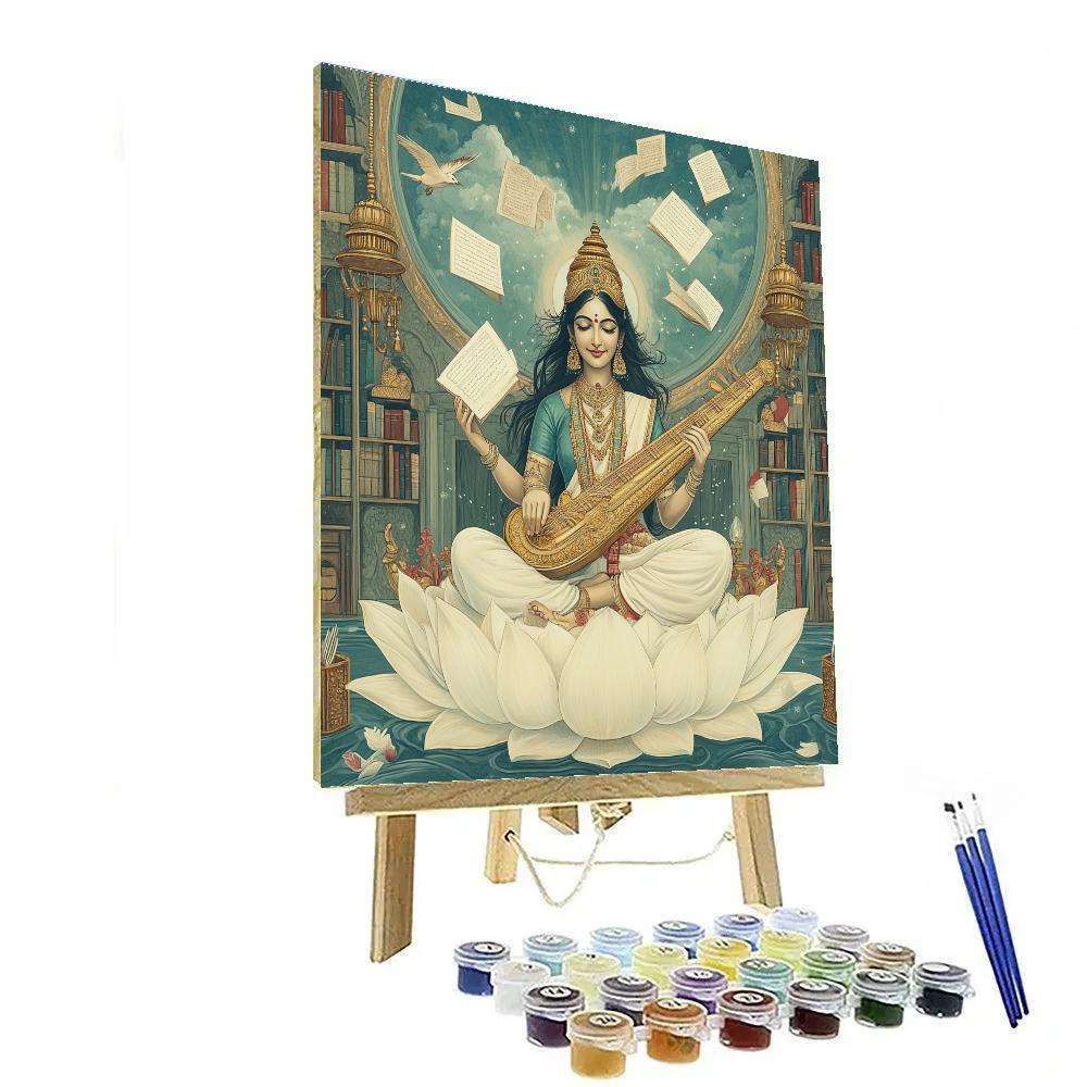 Saraswati And The Library Of Floating Manuscripts Number painting